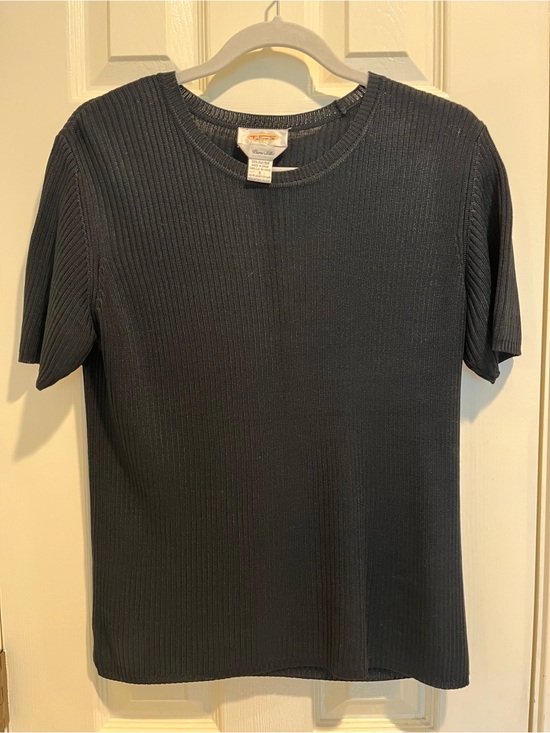 Talbots Tops - Talbots Black Silk Short-Sleeve Crewneck